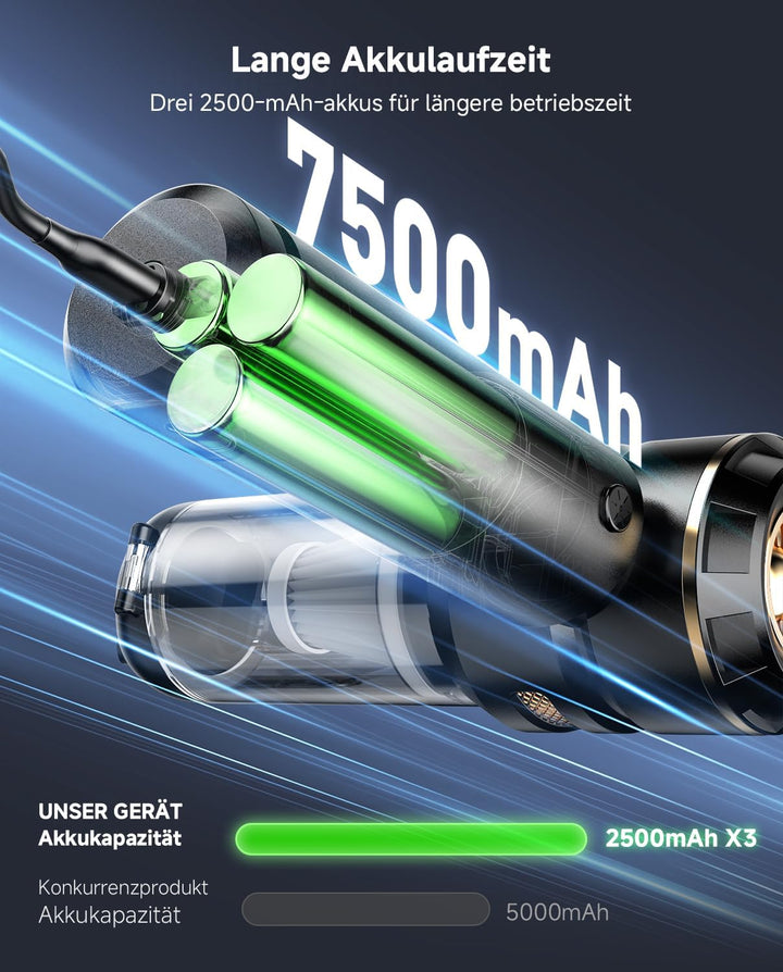 Handstaubsauger, 26000Pa Akku Staubsauger Kabellos mit LCD Display Schwarz, Schwarz