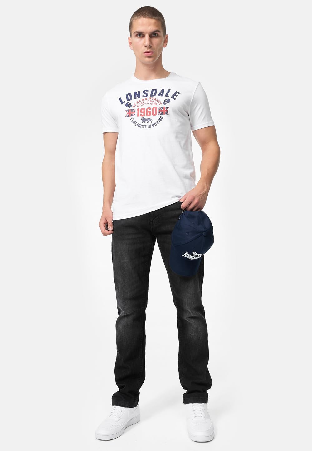 Lonsdale Herren Fintona T-Shirt S Black/White, S Black/White