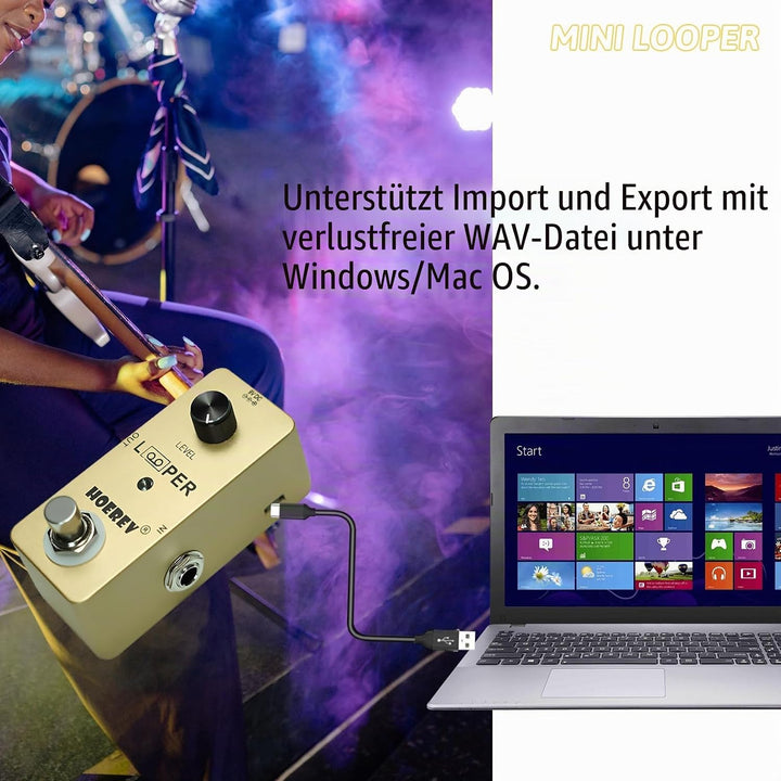 Hoerev Gitarre Mini Loop Effektor Looper Sampler Effekte Tuner für elektrische akustische Gitarre Ba