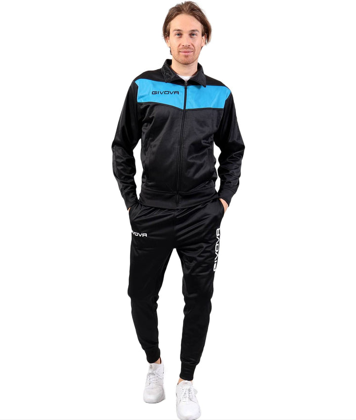 Givova Herren Anzug King Sportoutfit 3XS Schwarz/Türkis, 3XS Schwarz/Türkis