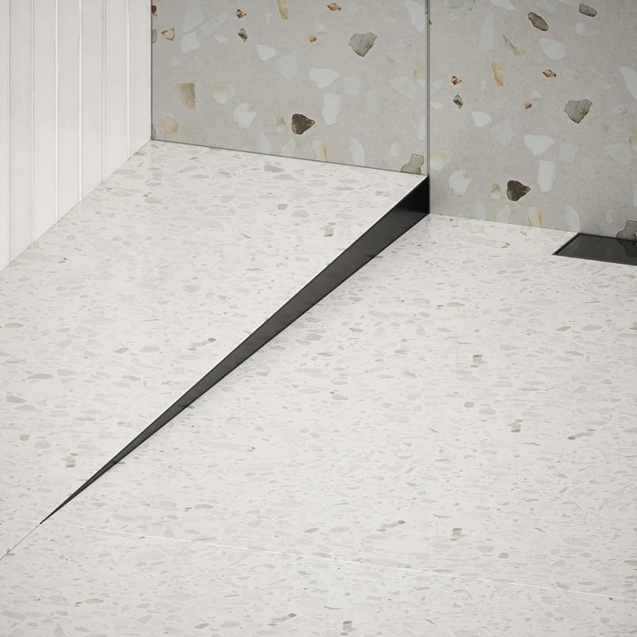 Aquabad Edelstahl Gefälleprofil Clive für begehbare Dusche in Schwarzmatt 120cm, linksversion, Kante