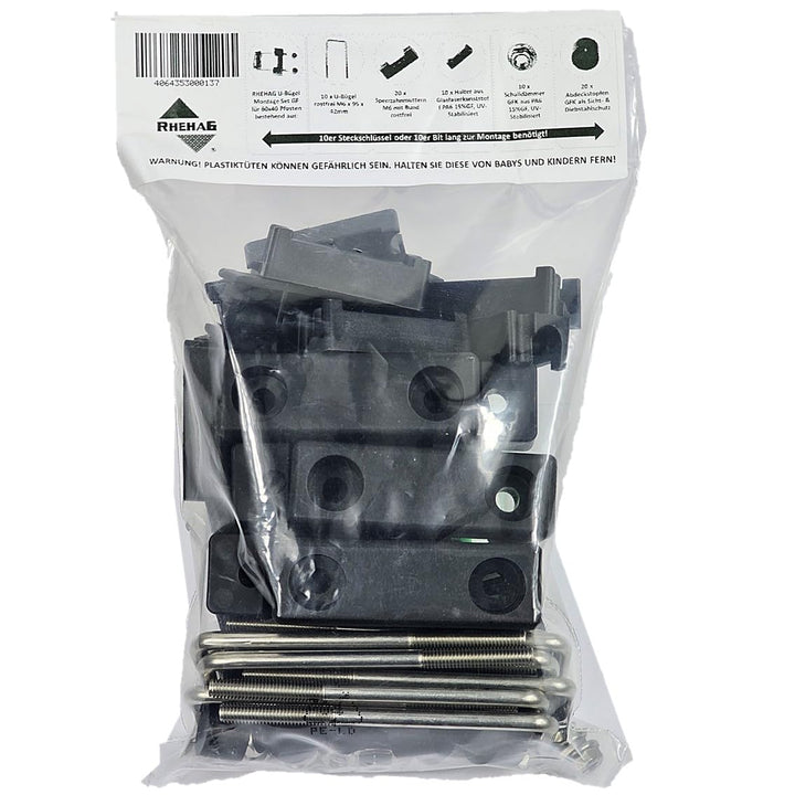 10er U-Bügel Montage Set GF 60x40 Pfosten Doppelstabmatte 10 Stück