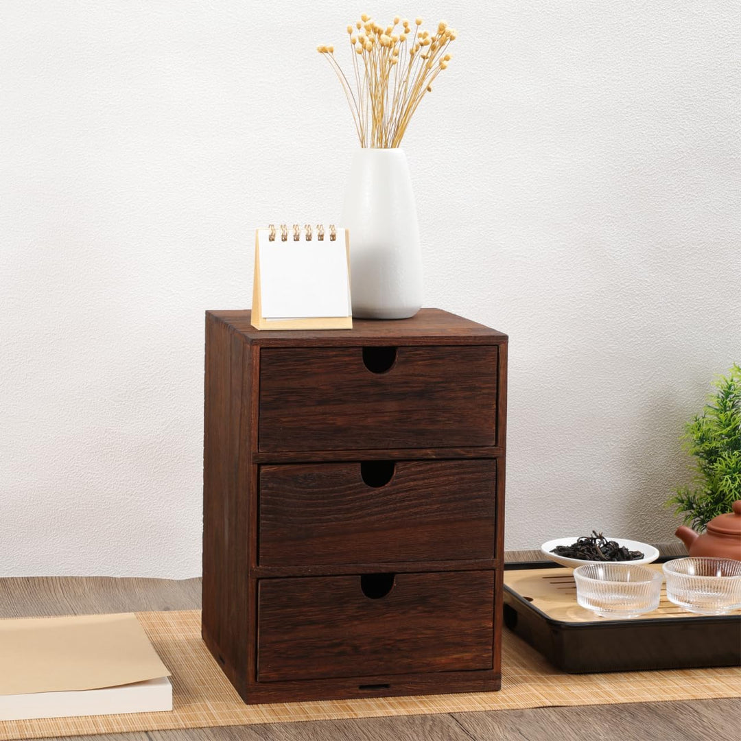 STOBAZA Holzschubladenbox Braun Mehrschichtige Holz-aufbewahrungsbox Mit Sortierbox Für Diverse Arti