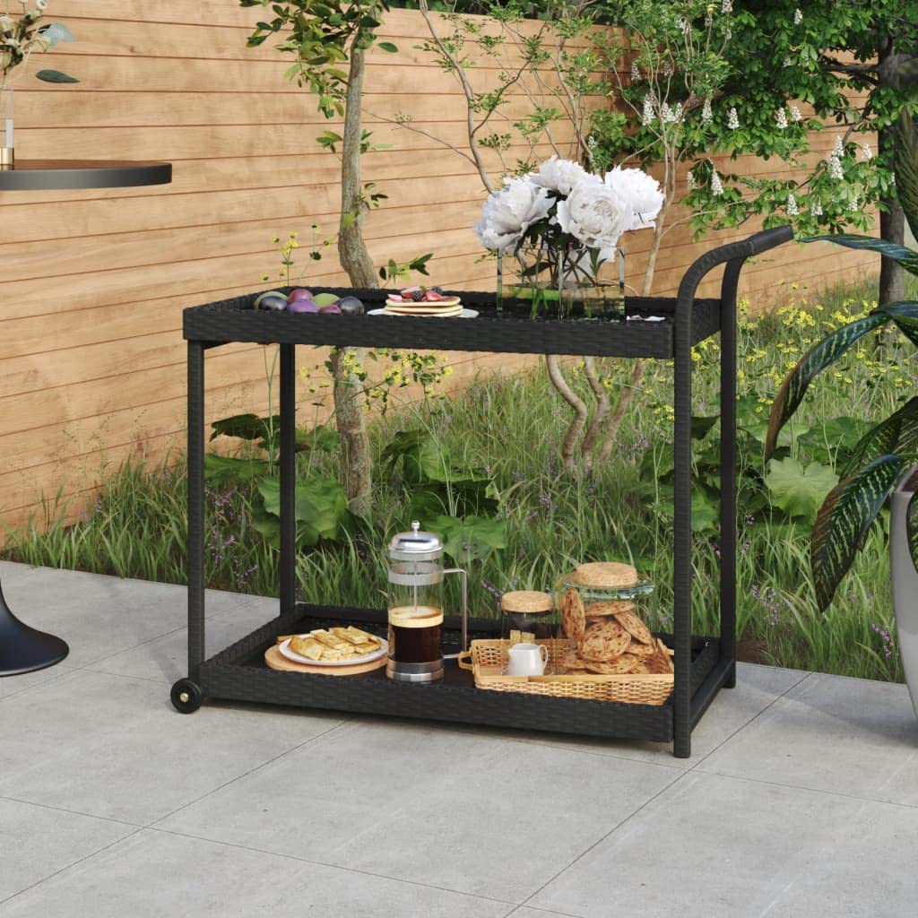 INLIFE Barwagen Schwarz 100x45x83 cm Poly Rattan