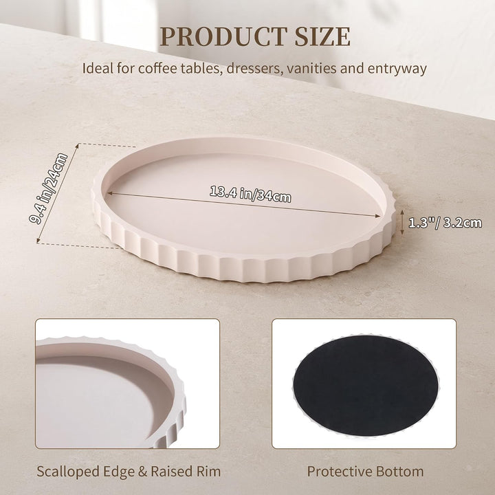 Hanobe Deko Tablett Holz Oval: 34x24 cm Modern Tischdeko
