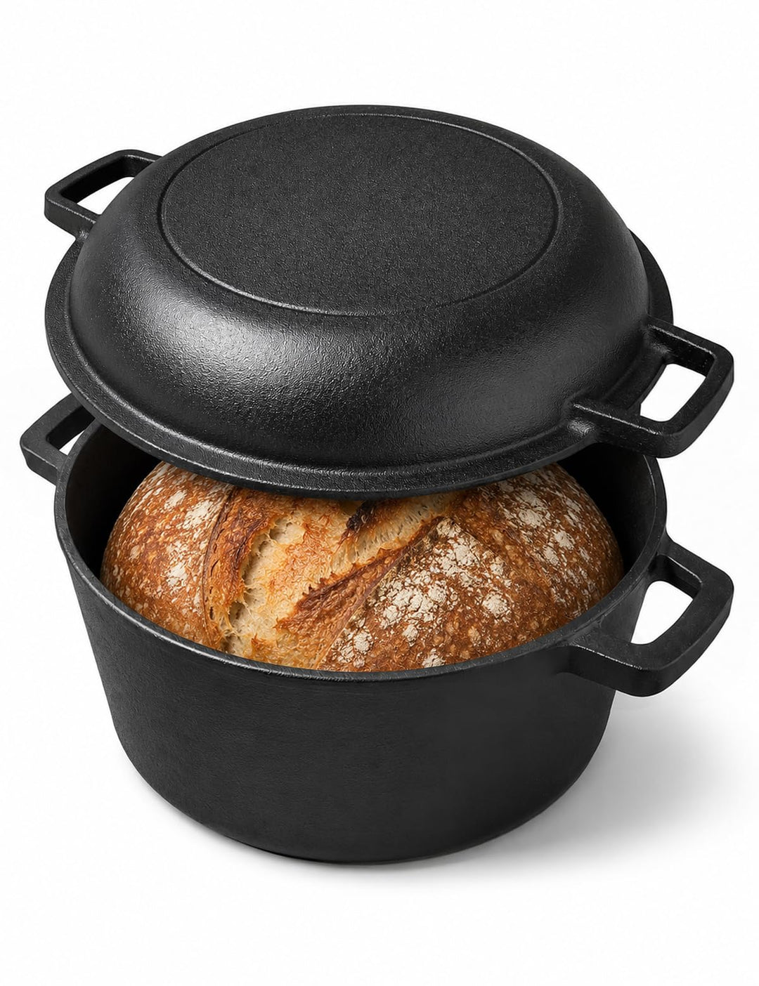 Gusseisen Topf zum Brotbacken, 26 cm, Rund 4,7 L, mit Pfannendeckel