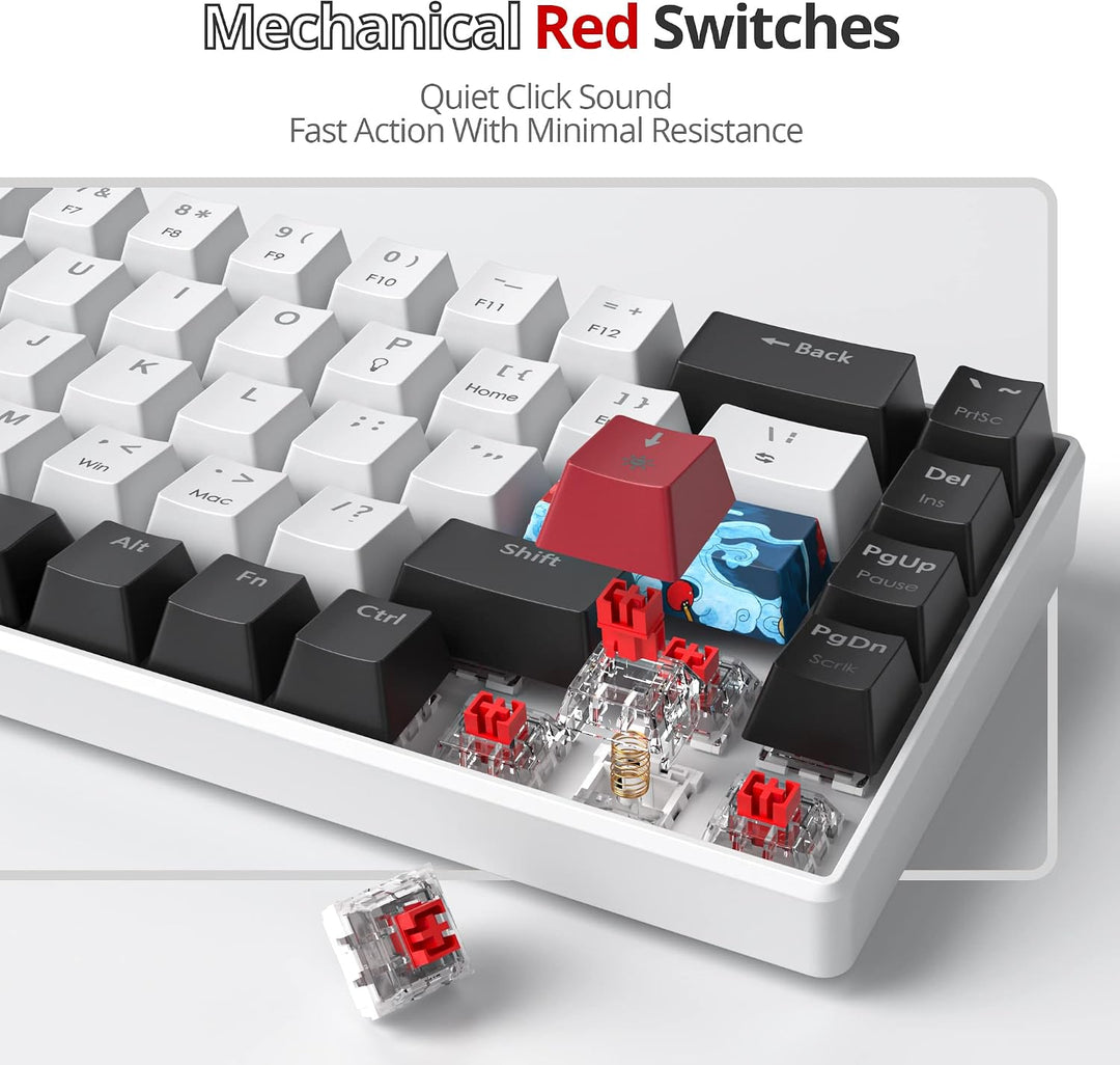 Ussixchare 60 % Gaming-Tastatur, 68 Tasten, mechanische Tastatur, LED-Hintergrundbeleuchtung, kompak