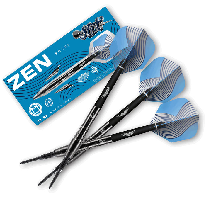 Shot! Darts Zen Roshi 90% Tungsten Pro Throwing Darts Soft Tip Set, Professional – Made in New Zeala
