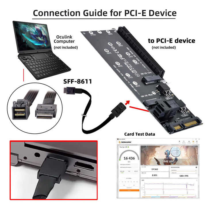 OCuLink PCIe 4.0 PCI-Express SFF-8611 4i auf SFF-8643 Datenkabel für externe Grafikkarten (eGPU/SSD)