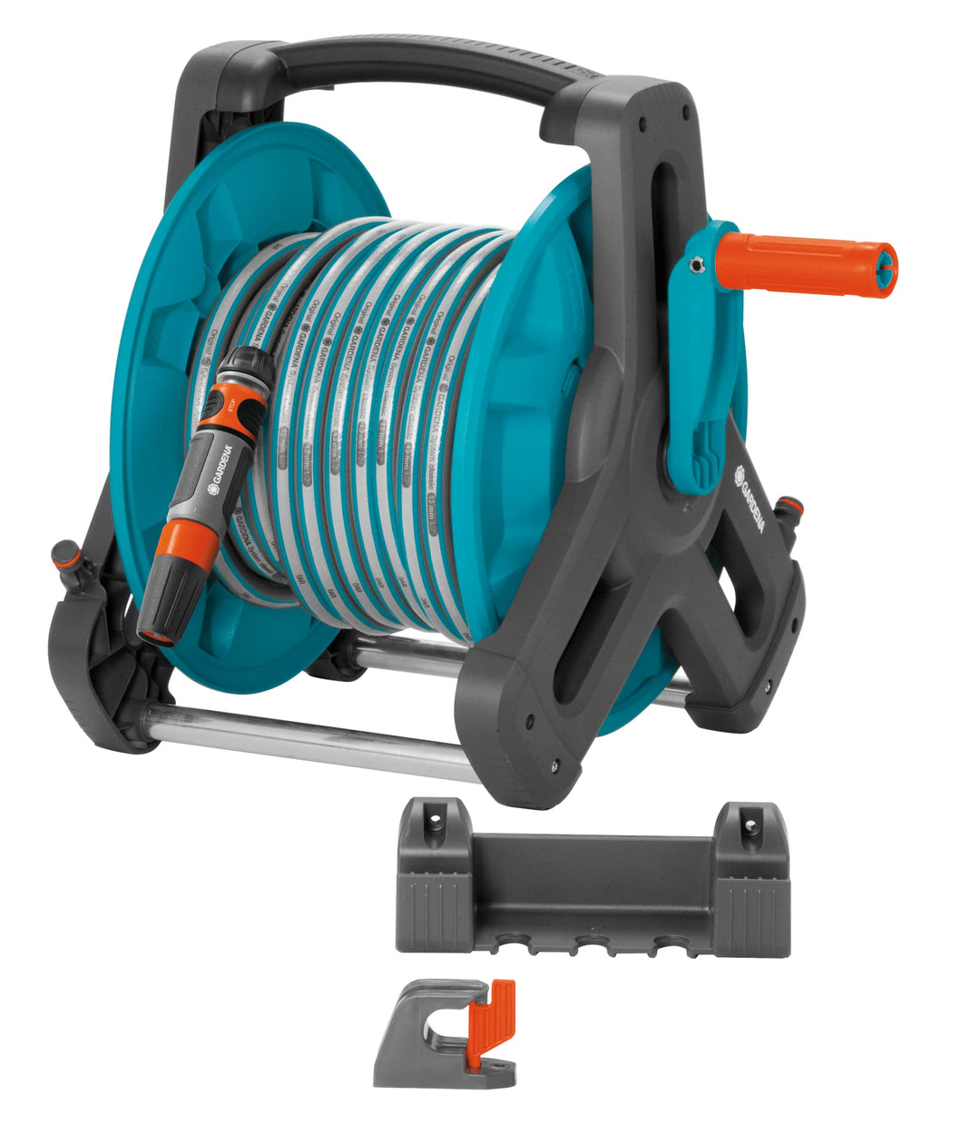 Gardena Classic Wand-Schlauchtrommel bis 50m im Set: Mobile Schlauchtrommel,platzsparend an der Wand