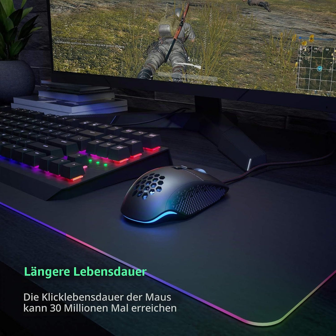 Gaming Maus Kabel Ergonomisch USB Laptop PC Gamer Maus 7200 DPI Optischer Sensor 8 Programmierbar Ta