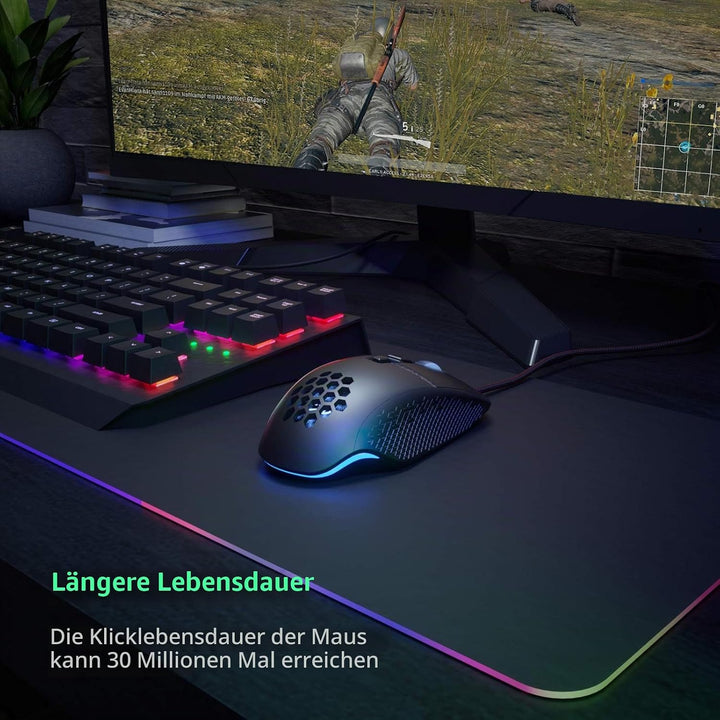 Gaming Maus Kabel Ergonomisch USB Laptop PC Gamer Maus 7200 DPI Optischer Sensor 8 Programmierbar Ta