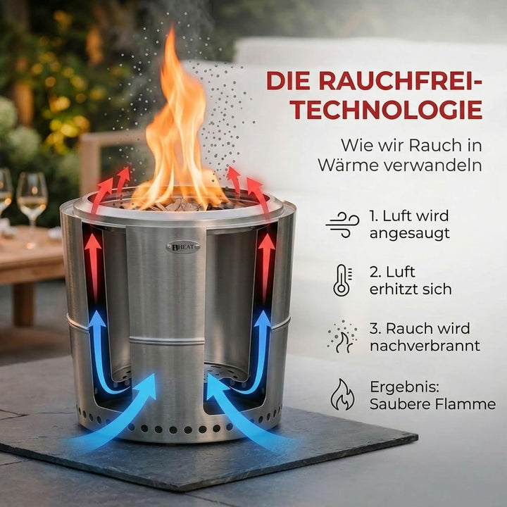 Heat Rokfri Rauchfreier Feuerkorb - Rauchfreie Feuerschale - Feuerstelle 40 cm - Fire Pit Outdoor -