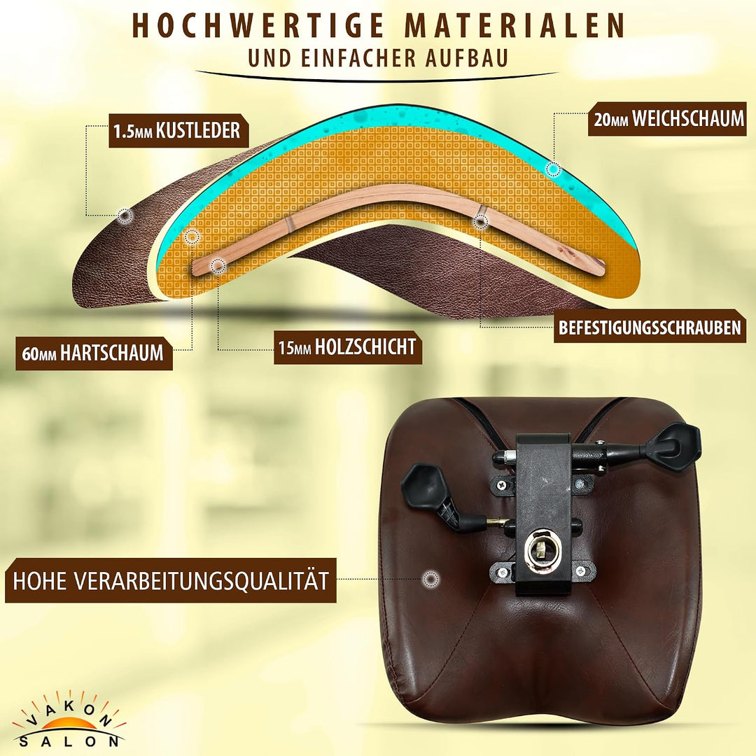 Sattelhocker mit Neigung Braun, Sattelstuhl, Rollhocker höhenverstellbar von 55-75 cm mit Fussring,