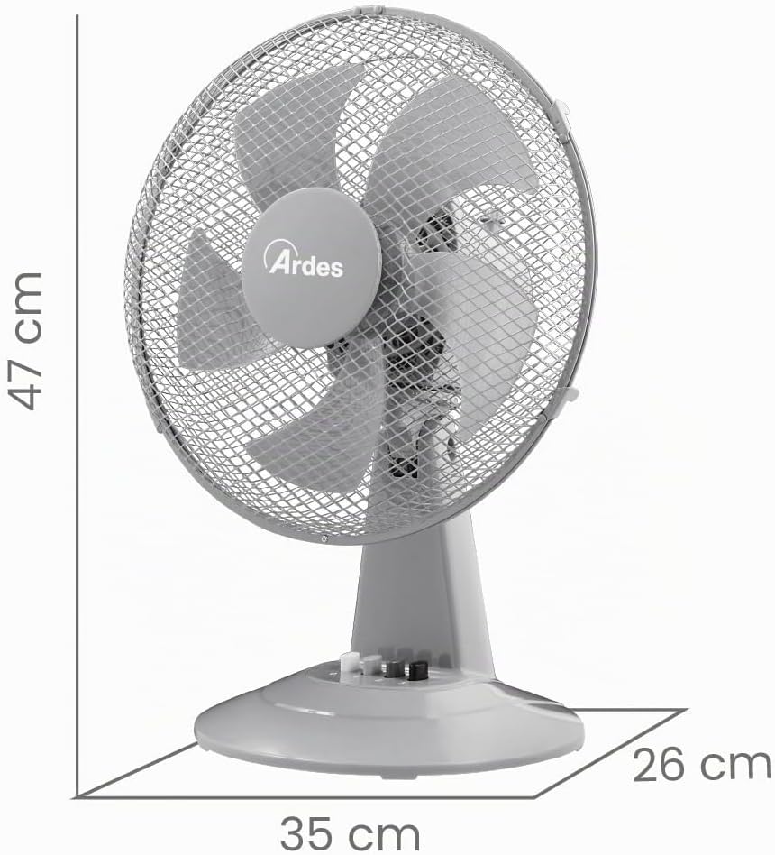 Ardes - AR5ST30G Tischventilator STEELO 30G 5 Flügel - 30 cm Oszillierende Schaufel mit verstellbare