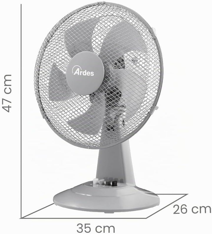Ardes - AR5ST30G Tischventilator STEELO 30G 5 Flügel - 30 cm Oszillierende Schaufel mit verstellbare