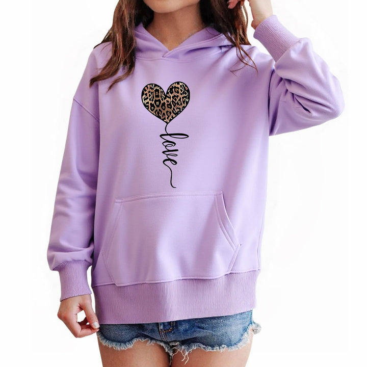 Hoodie Mädchen Kapuzenpullover Leopard Drucke Sweatshirt mit Kapuzen Casual Baumwolle Pullover Langa