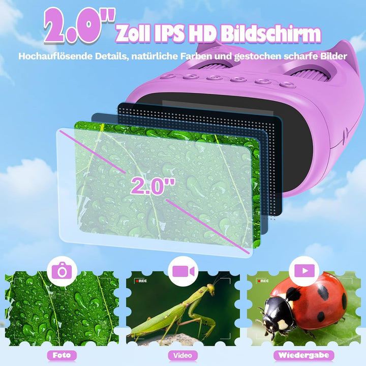 2-in-1 Digitales Mikroskop und Teleskop für Kinder 1000x (Lila) | Tragbares Taschenmikroskop Kinder