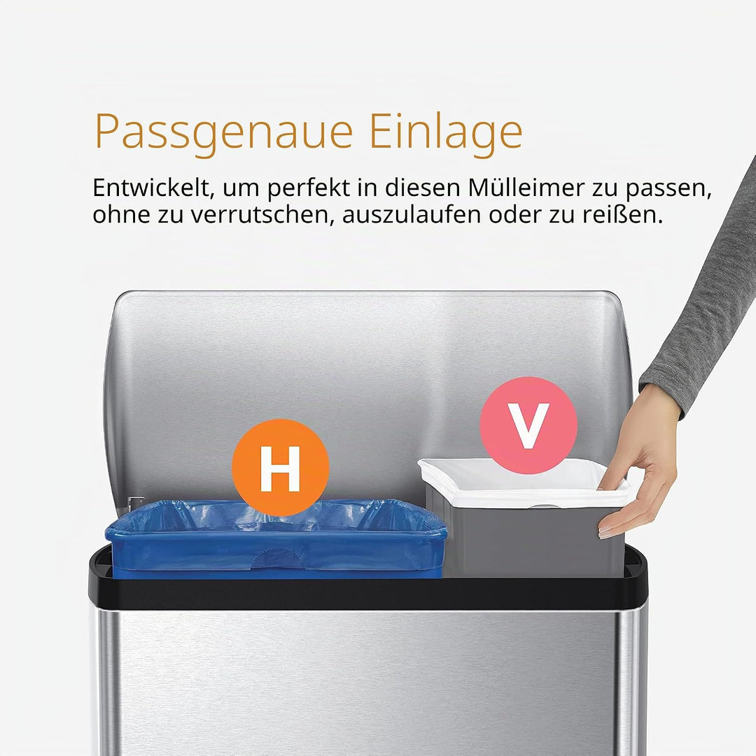 simplehuman CW0269 Code V passgenaue Müllbeutel, 16-18 Liter, 3 x Packung mit 20 (60 Stück), blauer