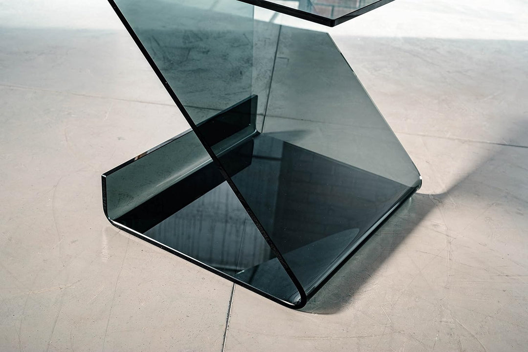 IMAGO FACTORY Roy | Couchtisch Servetto – Lampentisch aus Rauchglas, gewölbt, für Wohnzimmer, Coucht