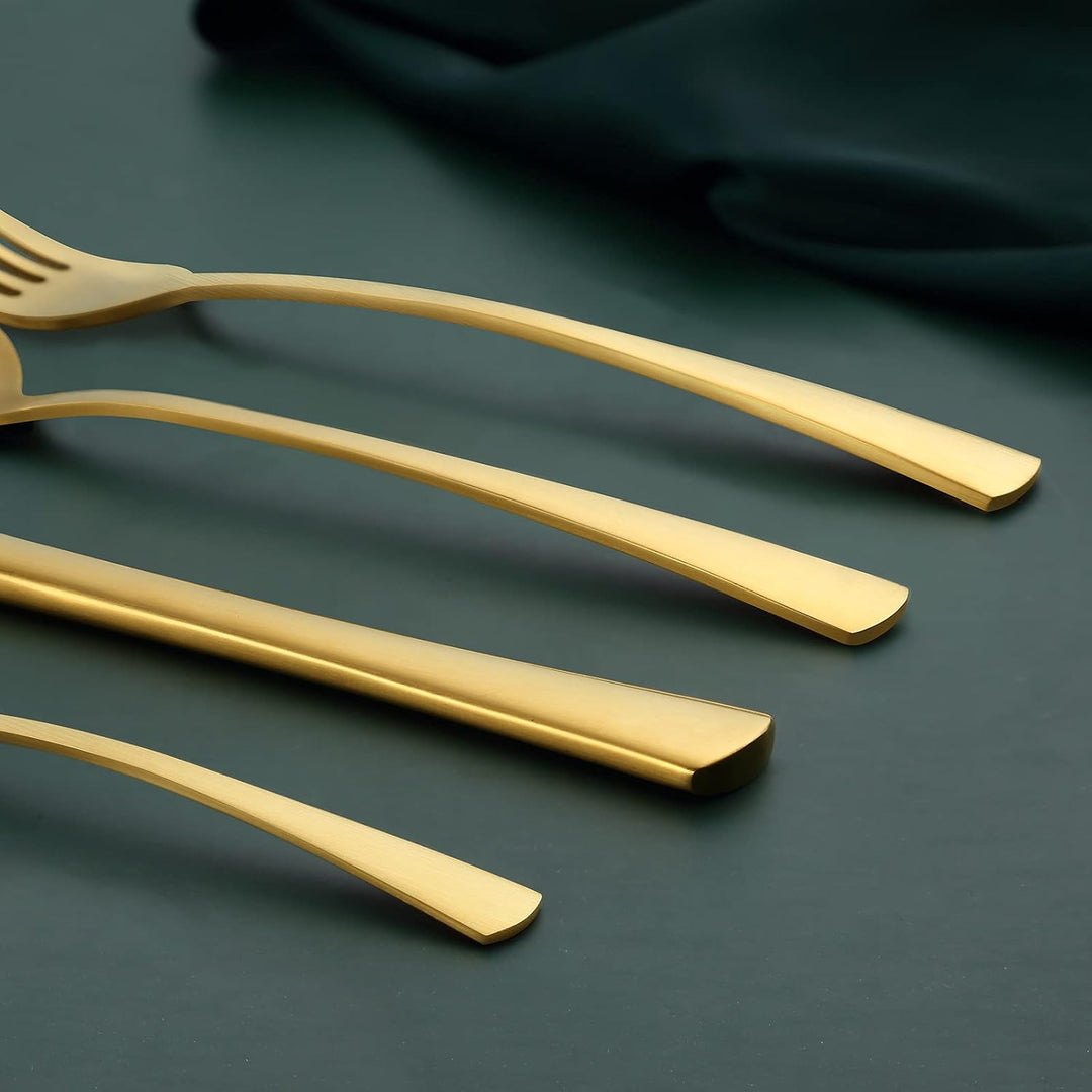 Bestdin Besteck Set 6 Personen, 24 teilig Edelstahl Besteckset Matt Gold Essbesteck Set mit Messer G
