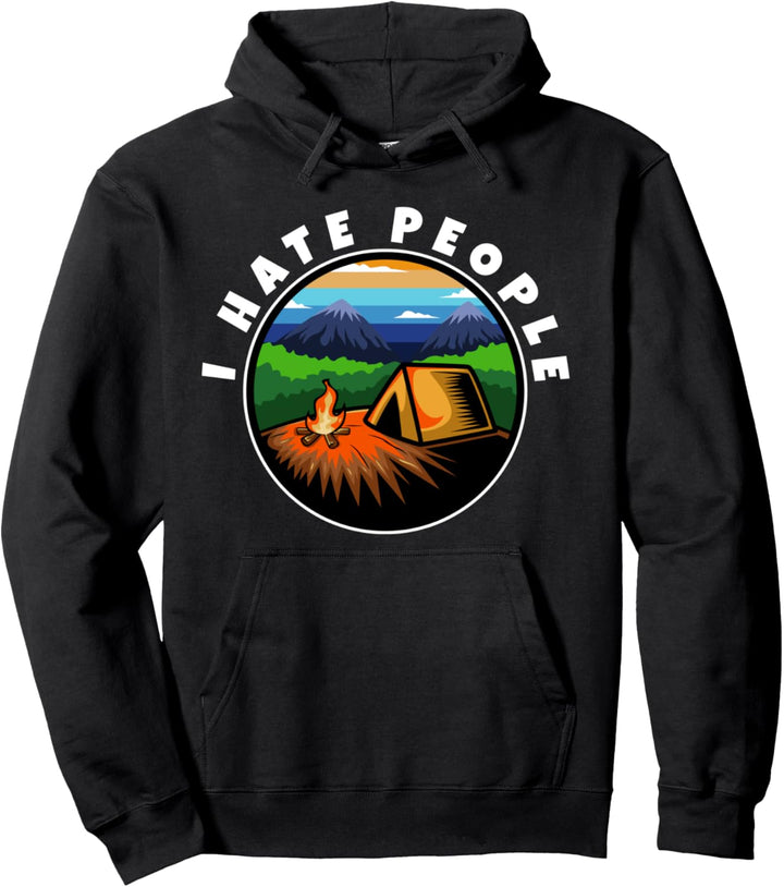 I Hate People - Vintage Distressed Camping Natur Freiheit Pullover Hoodie