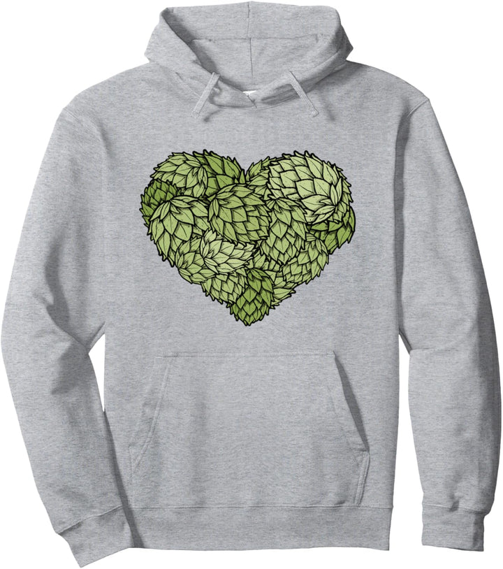 Hoppy Beer Lover Hops Heart Graphic Illustration Pullover Hoodie