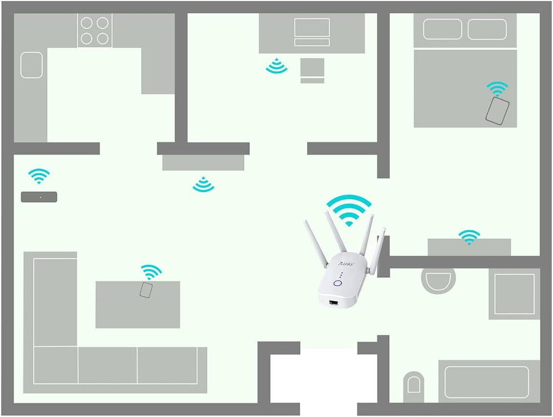 7links Dual WLAN-Repeater: Dualband-WLAN-Repeater, App ELESION, 2,4 &amp; 5 GHz, bis 1.200 Mbit/s (Dualb
