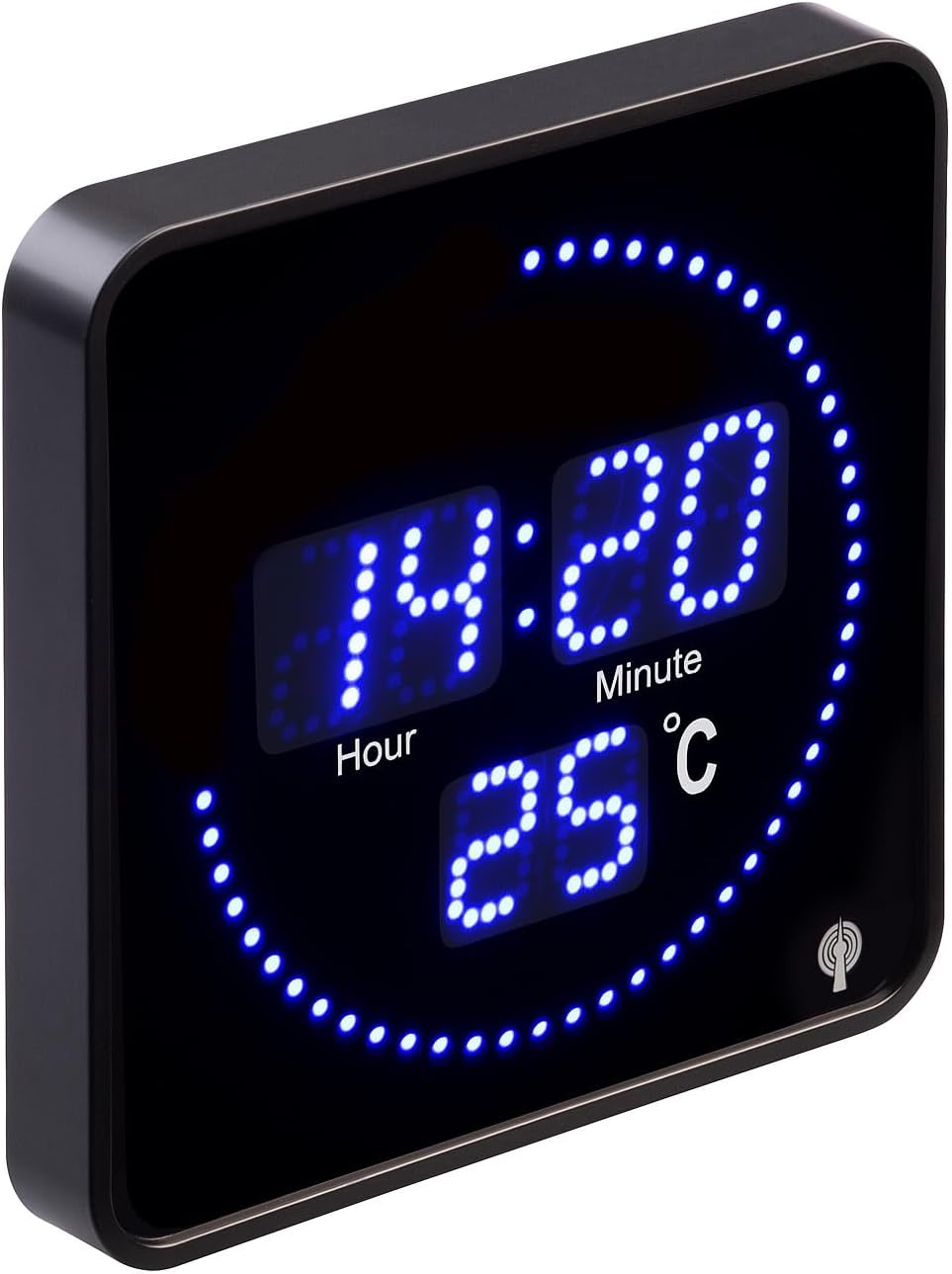 Lunartec Funkuhr: Flache LED-Funk-Tisch- und Wanduhr, Temperatur-Anzeige, Blaue LEDs (Digital Wanduh