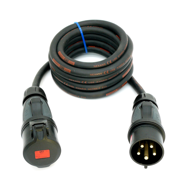 CEE Starkstromkabel (1,5m-50m) 32A Verlängerungskabel Titanex H07RN-F 5x6mm² mit schwarzem PCE Grip