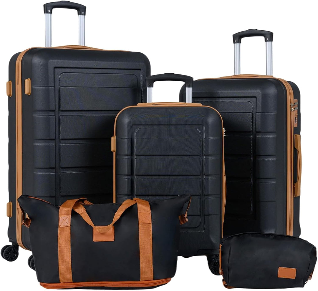 FANTASK 5 teilig Kofferset Hartschale, Reisekoffer inkl. 1Reisetasche &amp; 1 Kulturbeutel, Reisekoffer