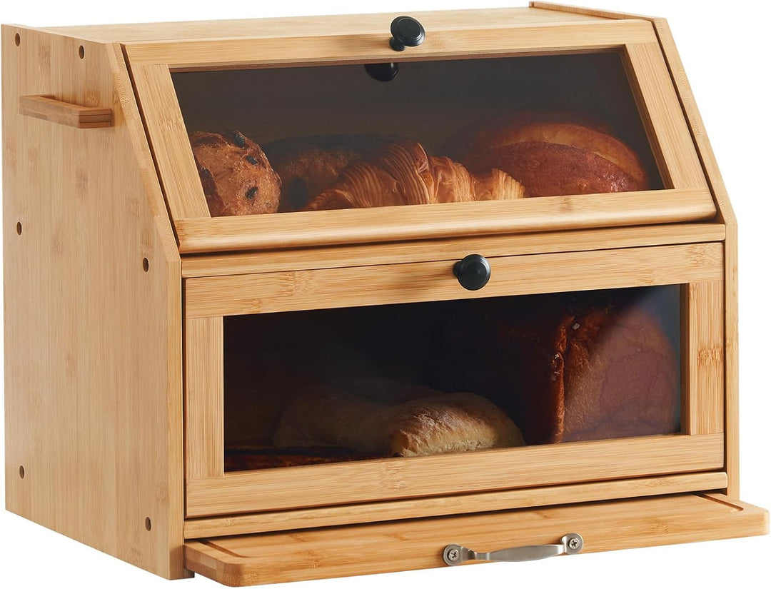 YOUDENOVA Brotkasten Bambus Eco Brotbox Brotkorb mit Schneidebrett Aufbewahrungsbox Küche Brotaufbew