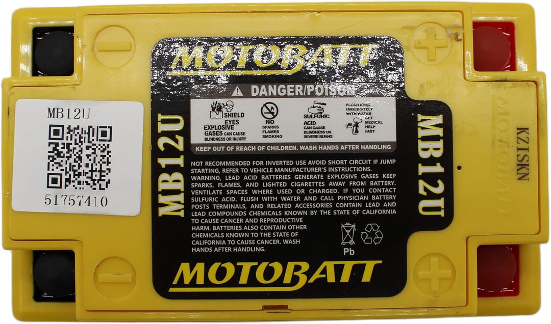 MotoBatt MB12U (12V 15 Amp) 160CCA Factory Activated QuadFlex AGM Battery