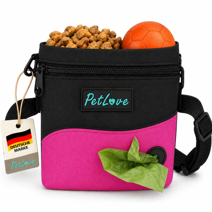 PetLove Leckerlibeutel für Hunde • Futterbeutel mit Magnetverschluss • Inklusive Kotbeutelspender &amp;