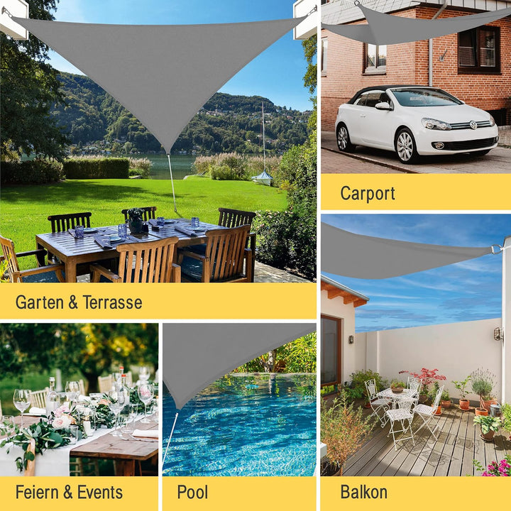 Sol Royal Sonnensegel dreieckig Wasserdicht Terrasse UV Sonnenschutz Segel | 3,6x3,6x3,6m Grau Balko