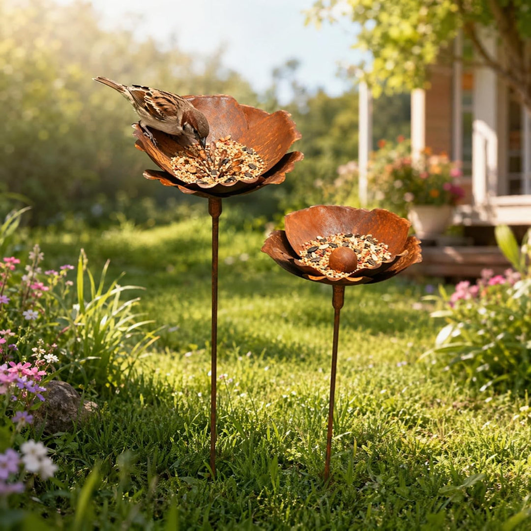 Gartenstecker Rost Deko Mohn Mohnkapsel Metall Rost Gartendeko Edelrost für Frühling, Garten, Wohnzi