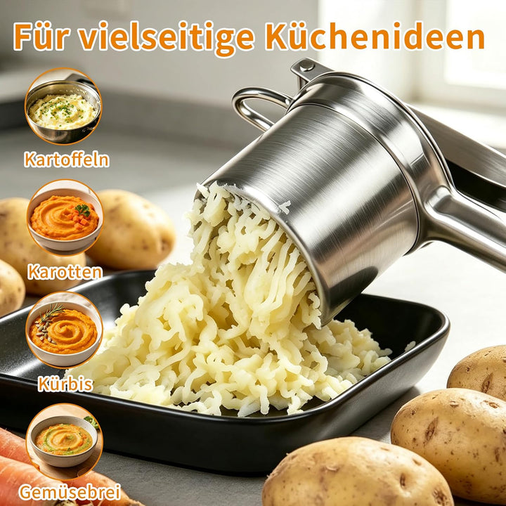 Kartoffelpresse Edelstahl, Spaghettieispresse mit abgerundetem Komfortgriff