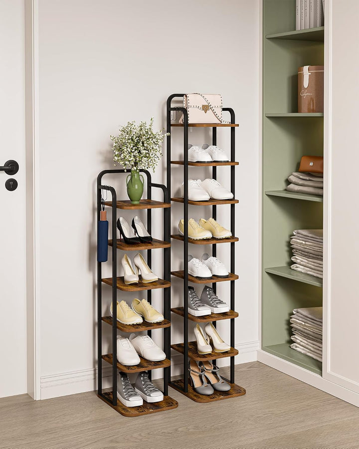 Hzuaneri Vertikales Schuhregal, 6-stöckige Schuhregale, Holz-Schuh-Organizer für Schrank, Eingang, S