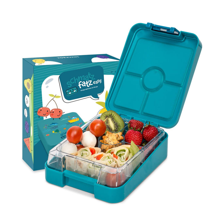 schmatzfatz Easy Brotdose für Kinder mit Fächern, Bunte Unterteilt &amp; Auslaufsicher, BPA-Freie Lunchb