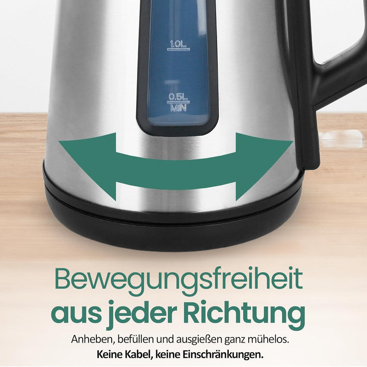 Emerio Wasserkocher doppelwandiges Cool-Wall Gehäuse 1.7L BPA 2200 Watt Auto Off Überhitzungsschutz