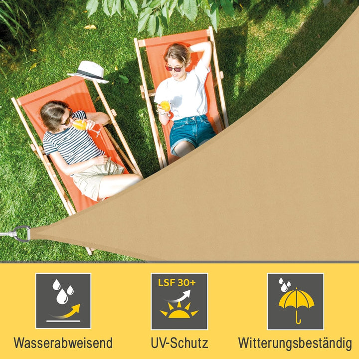 Sol Royal Sonnensegel dreieckig wasserdicht für Terrasse Balkon Garten | 3,6x3,6x3,6m Sand UV Sonnen