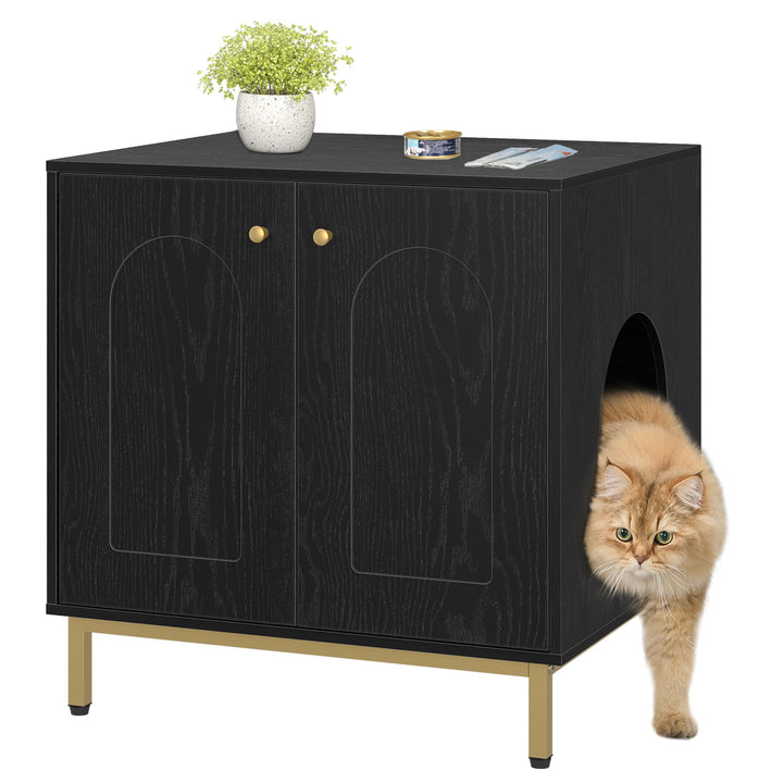 Hzuaneri Katzenschrank, Katzentoilette, Katzenklo Schrank, Katzenhaus mit Tür, Hölzerner Beistelltis