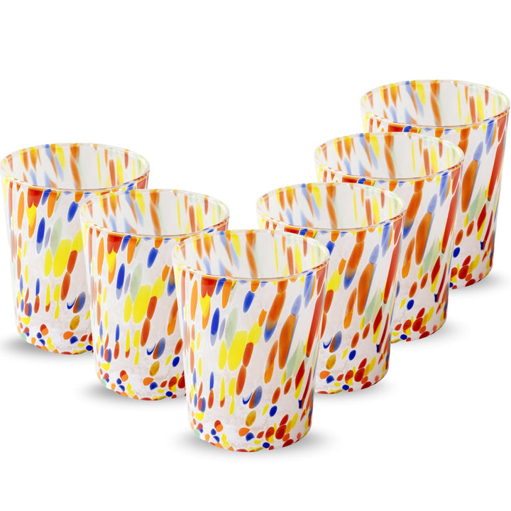 6 Wassergläser, hergestellt nach der Tradition der Murano-Handwerker, mundgeblasenes und handgearbei