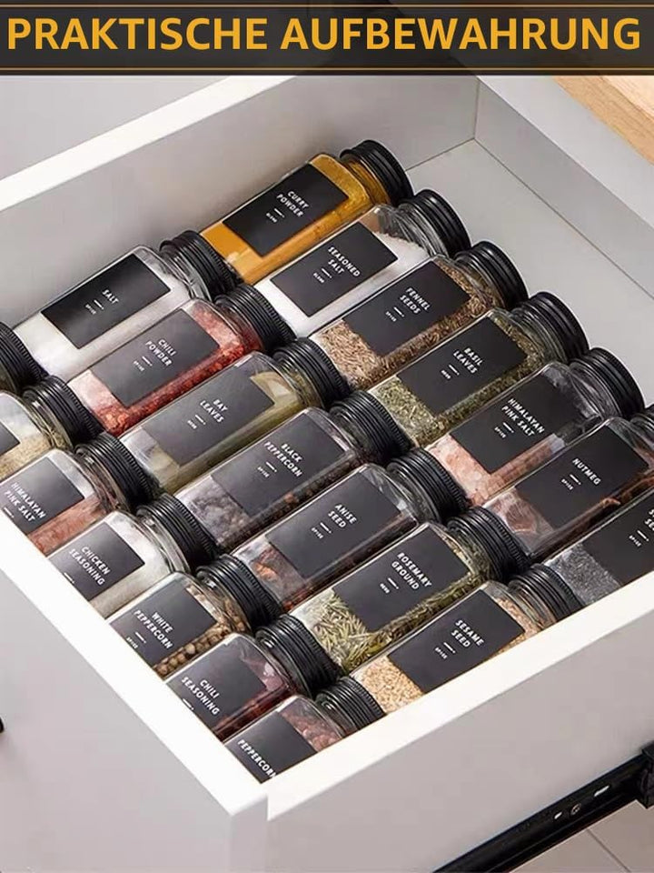 24 stück 120ml Gewürzgläser eckig luftdicht,Gewürzdosen Set Glas,Gewürzbehälter Spice Jars, Gewürze
