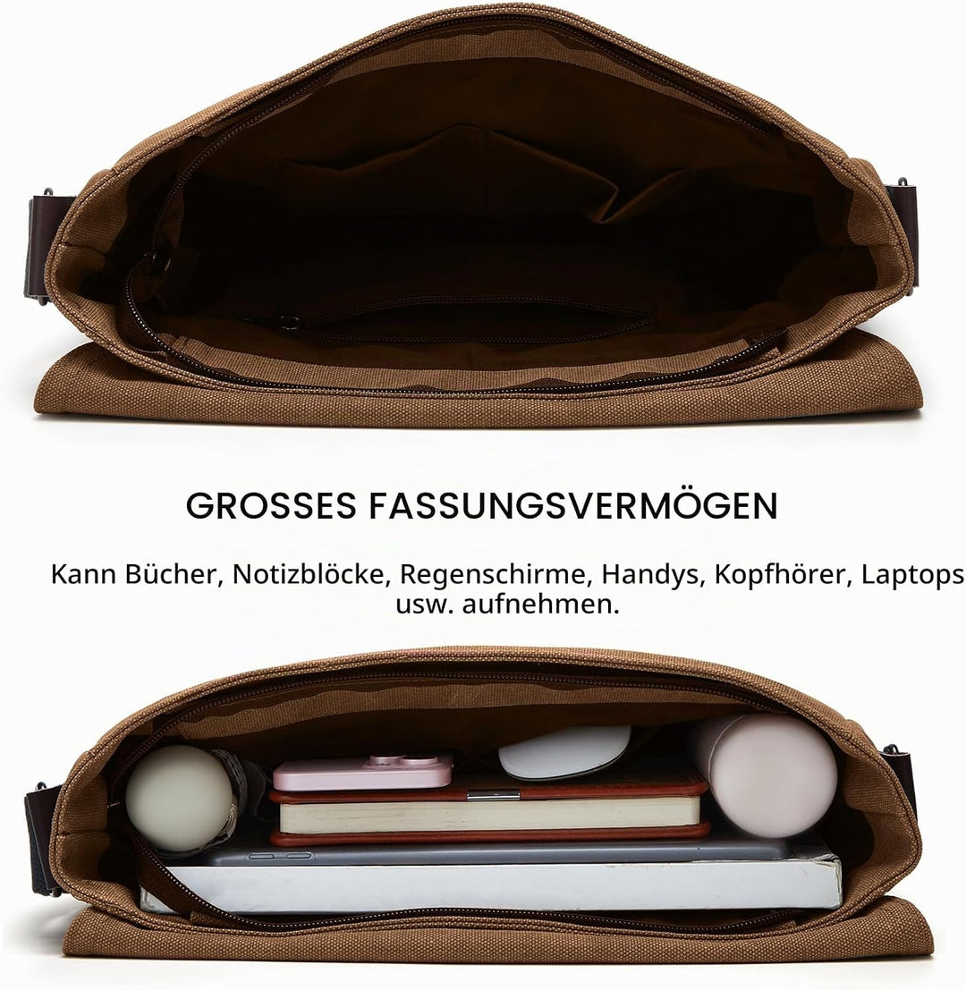 ZHIERNA Umhängetasche Herren für Herren und Damen, Canvas Messenger Bag, Vintage schultertasche für