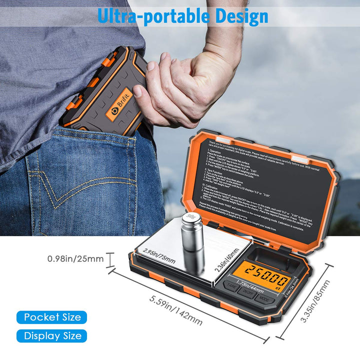 Brifit Feinwaage, Digitale Taschenwaage 200g/ 0,01 g Digitalwaage, Grammwaage, Goldwaage, Münzwaage,