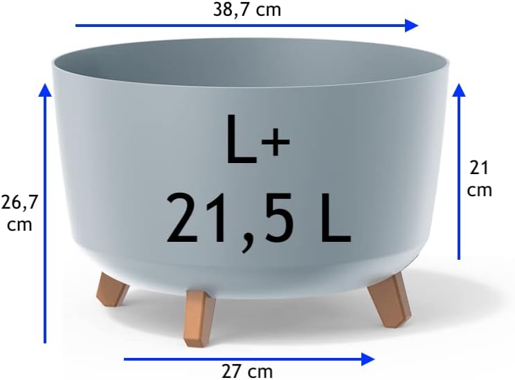 MELTOM Blumentopf Schale mit Füssen Einsatz Blumenschale Kräutertopf Übertopf, 39 cm x 27 cm (Grau),