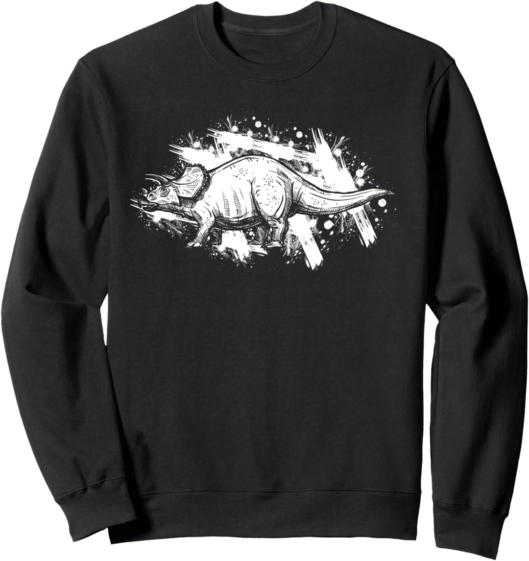 Dino Triceratops Silhouette | Junge Herren Damen Dinosaurier Sweatshirt