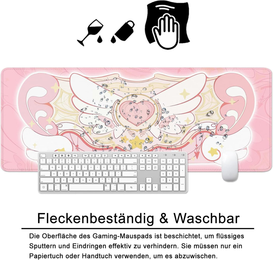Mauspad Rosa Schreibtischunterlage Süss. 80x30cm Mousepad XL Gross Mauspad Kawai, Computer PC Tastat