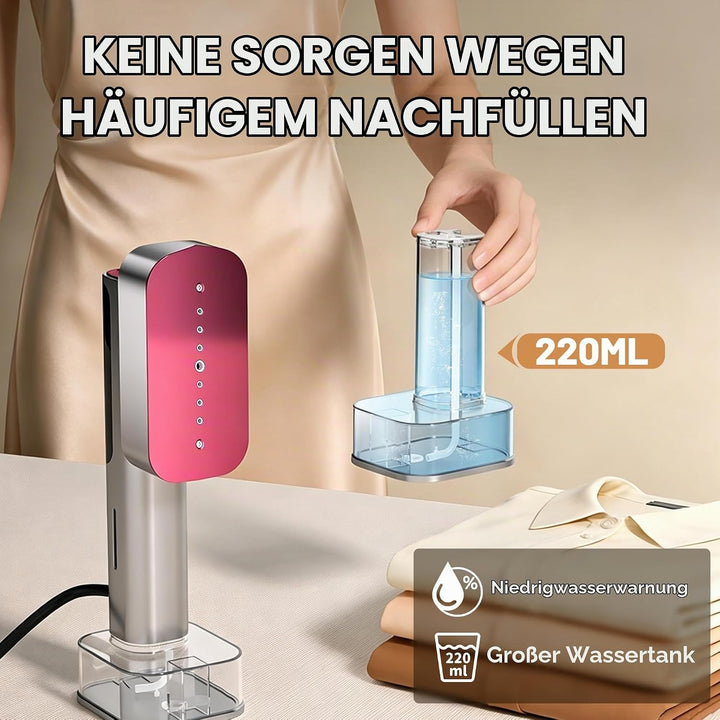 KingSom Steamer Dampfglätter, Tragbarer Dampfbügeleisen mit 220ml Wassertank, 6 Modi Dampfbürste mit
